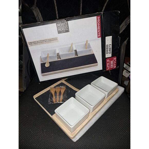 NIB-Moritz & Moritz Bamboo & ceramic platter- Broken slate but useable - Picture 7 of 9